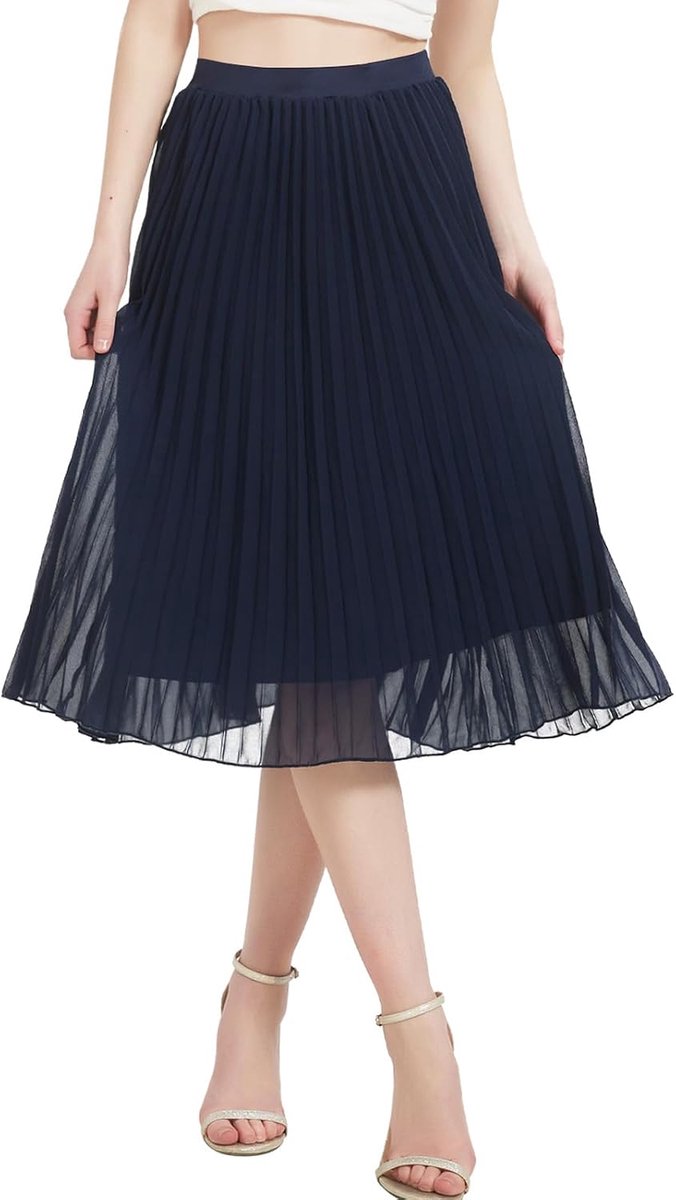 Dames Lange Plooi Rok Dames Zomerrok A Lijn Elastische Hoge Taille Plooi Rokken Elegante Chiffon Midi Rokken