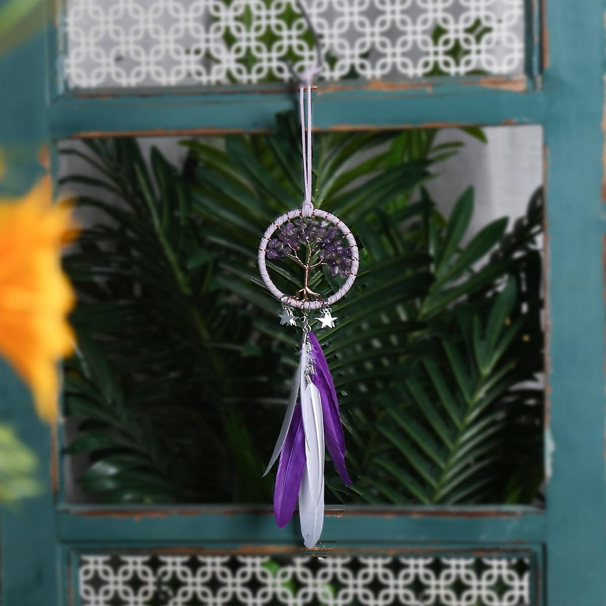 1/2 Stuks Dromenvanger met Kleine Veren, Windversieringen, Handgemaakte Ornamenten, Geweven Dromenvangers, Hangende Veren voor Slaapkamer