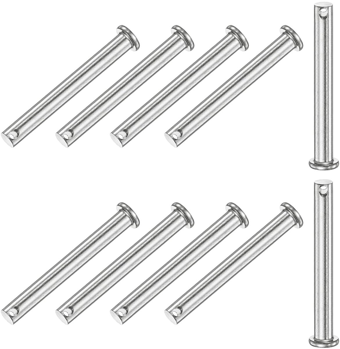 METERXITY 10 stuks vorkpennen met één gat, M8 x 80 mm, platte vorkpennen van roestvrij staal 304/vrachtwagens/grasmaaiers, verbindingsscharnier, herbruikbaar