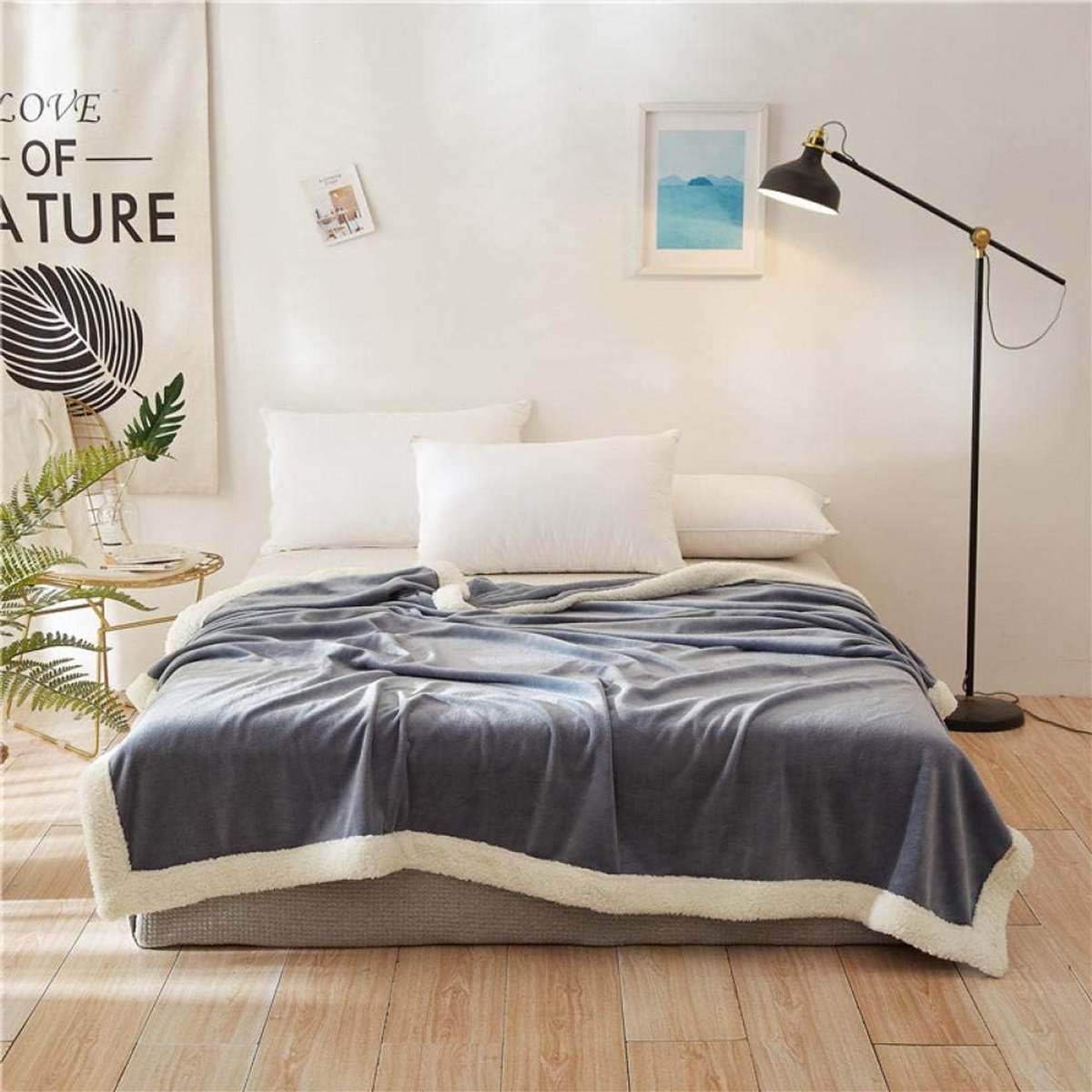 Fleece werpdekens Reisformaat - Superzachte donzige warme stevige bedspreien voor bank Microfiber deken -grijs_180 * 200 cm 1,3 kg