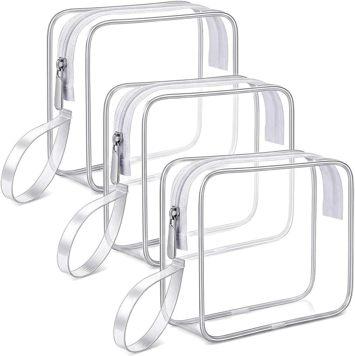 3 Stuks Transparante Toilettas, 20 x 15 x 6 cm Doorzichtige Cosmetica Tas