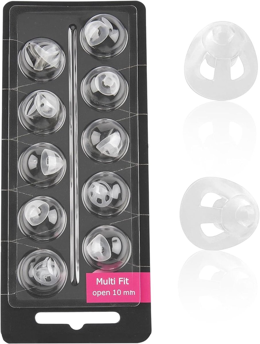Koepels voor gehoorapparaten, 10 stuks open reservekoepels voor prothesen, vervangende oordopjes van siliconen, dubbele wind, baskoepels, compatibel met Oticon Minifit (10 mm)