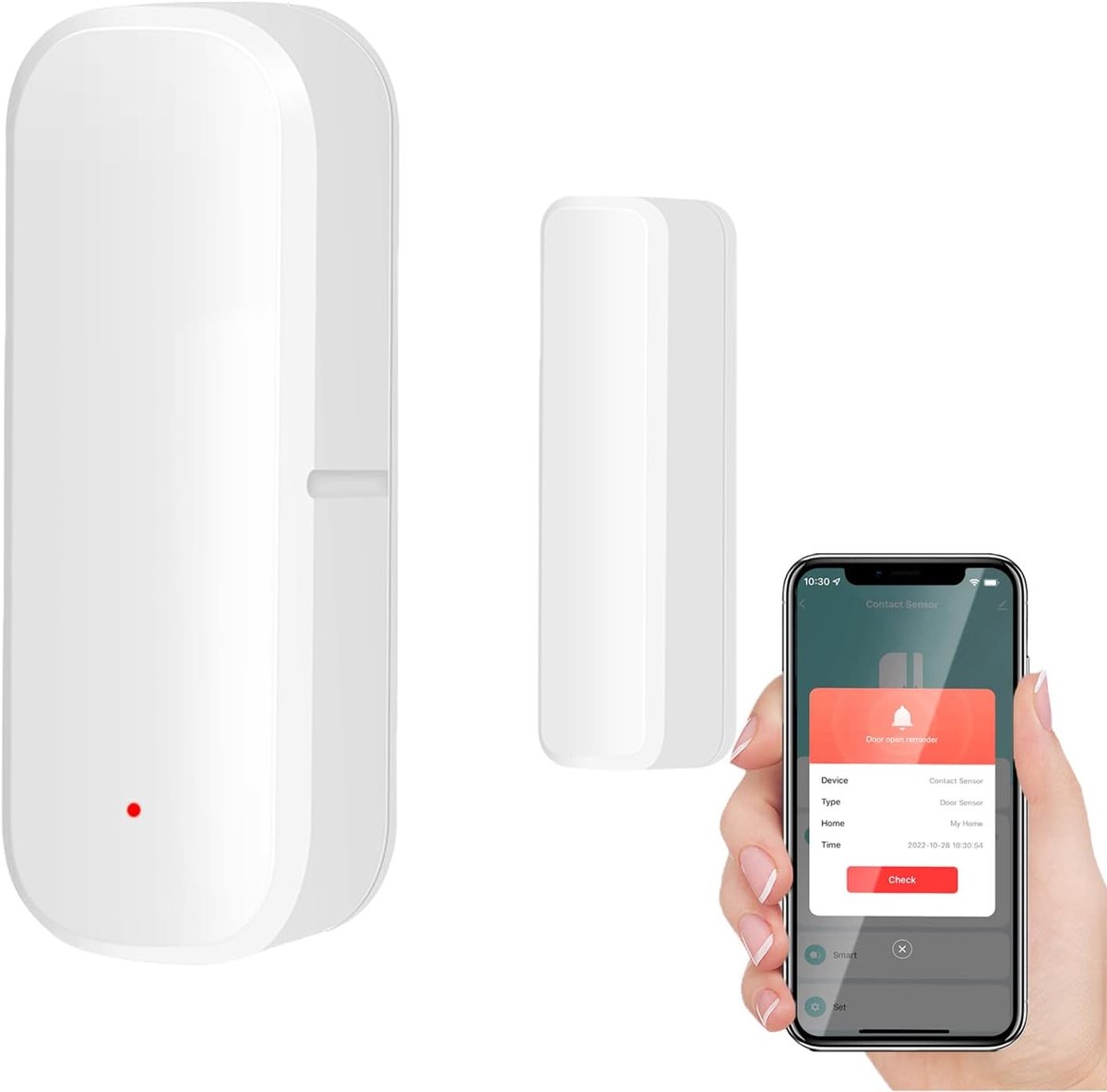 Wifi-sensor voor deuren en ramen, alarm voor deuren en ramen, slimme deur- en raamcontactsensor voor thuisveiligheid, compatibel met Alexa, 1 stuk