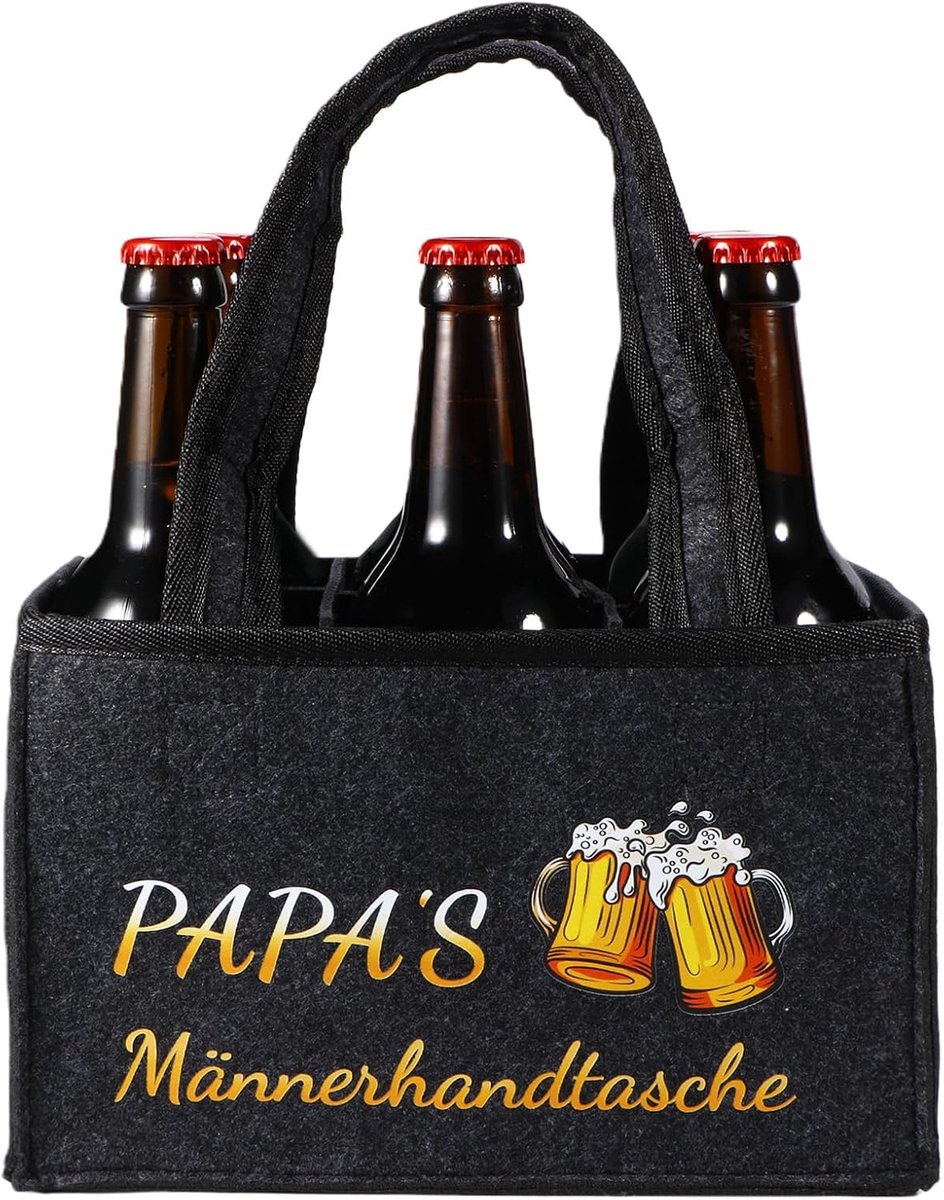 Biergeschenken voor mannen verjaardag, draagtas mannen handtas bier, grappige gepersonaliseerde geschenken mannen, grijs, Papa Geburtstag, Cadeaus