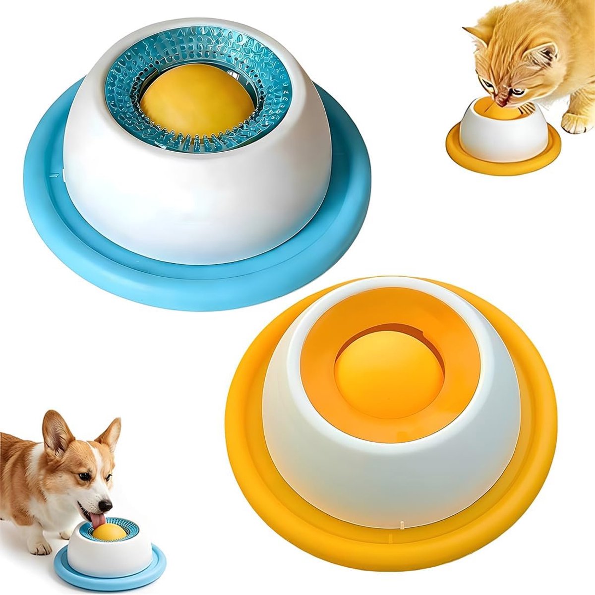 2 Pezzi Ciotola Anti Ingozzamento, Cibo Lento Protegge Stomaco, Ciotola Lecca Con Palla Rotante Per Cani E Gatti (Plastica, 2 Pezzi)