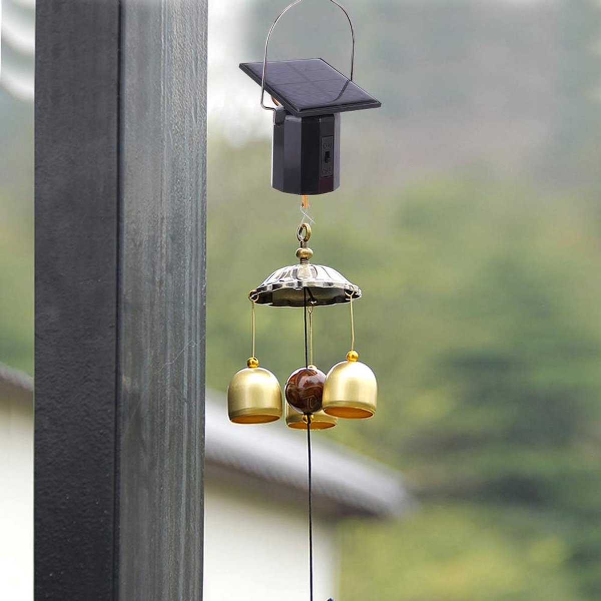Spinner, op Zonne-energie Motor Windgong Roterende Motor Zonne-windgong Hangend Ornament voor Tuintuinklokkenspel