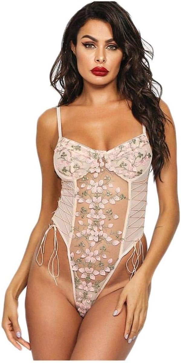 Bodystockings dames Pure Mesh Sexy Dames Garen Perspectief Borduurwerk Bodycon Pak Ruglooze