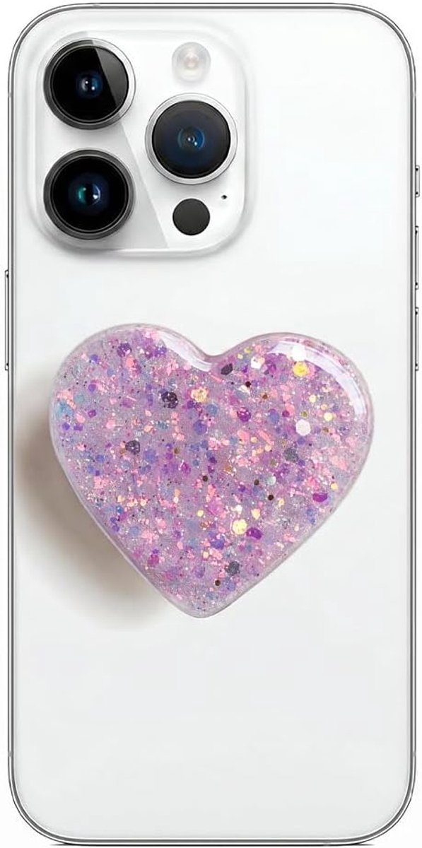 Telefoongreep met uitbreidende kickstand, glitter hartvormige uitschuifbare houder opvouwbare standaard en vingerhouder mobiele telefoon grip standaard voor smartphone en tablets