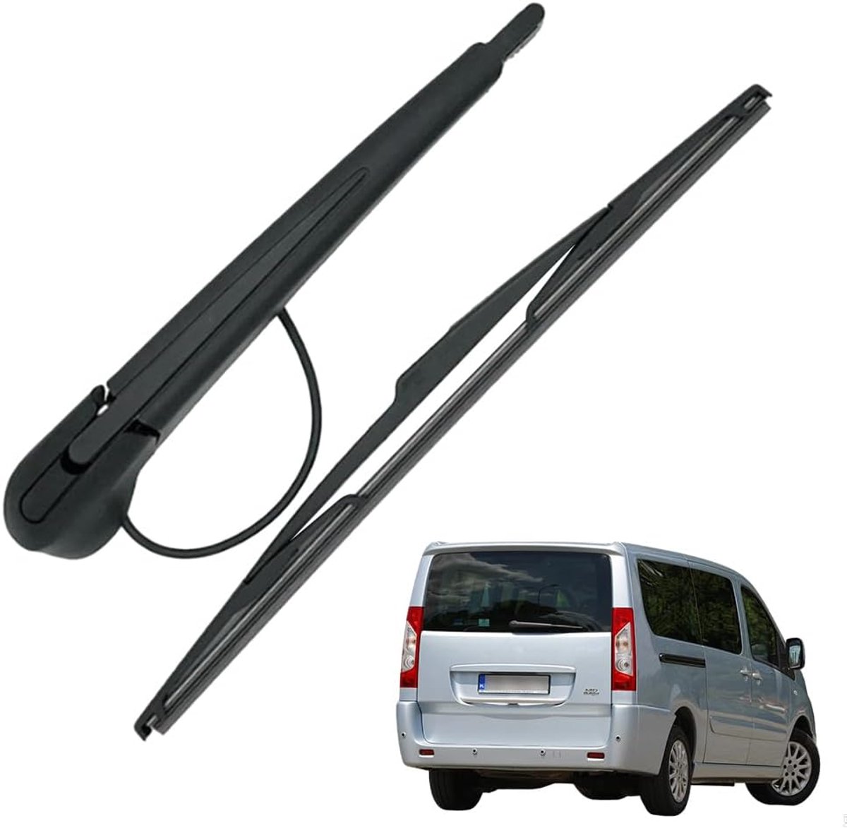 Achterruitenwisser zwart, vervanging achterruitenwisserarm + ruitenwisser set voor Citroen Jumpy/Fiat Scudo/Peugeot Expert 2007-2016