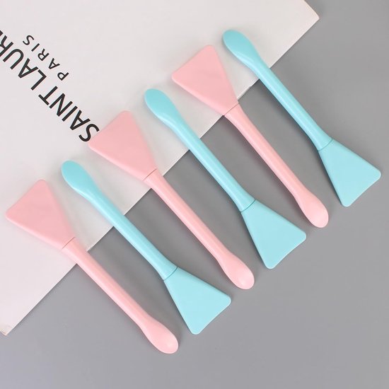 6 stuks cosmetische spatel, kleine siliconen applicator gezichtsborstel voor huidbehandeling, doe-het-zelf gezichtsmodder, gel, crème, lotion, poeder, klei, plastic schepper — afbeelding 4