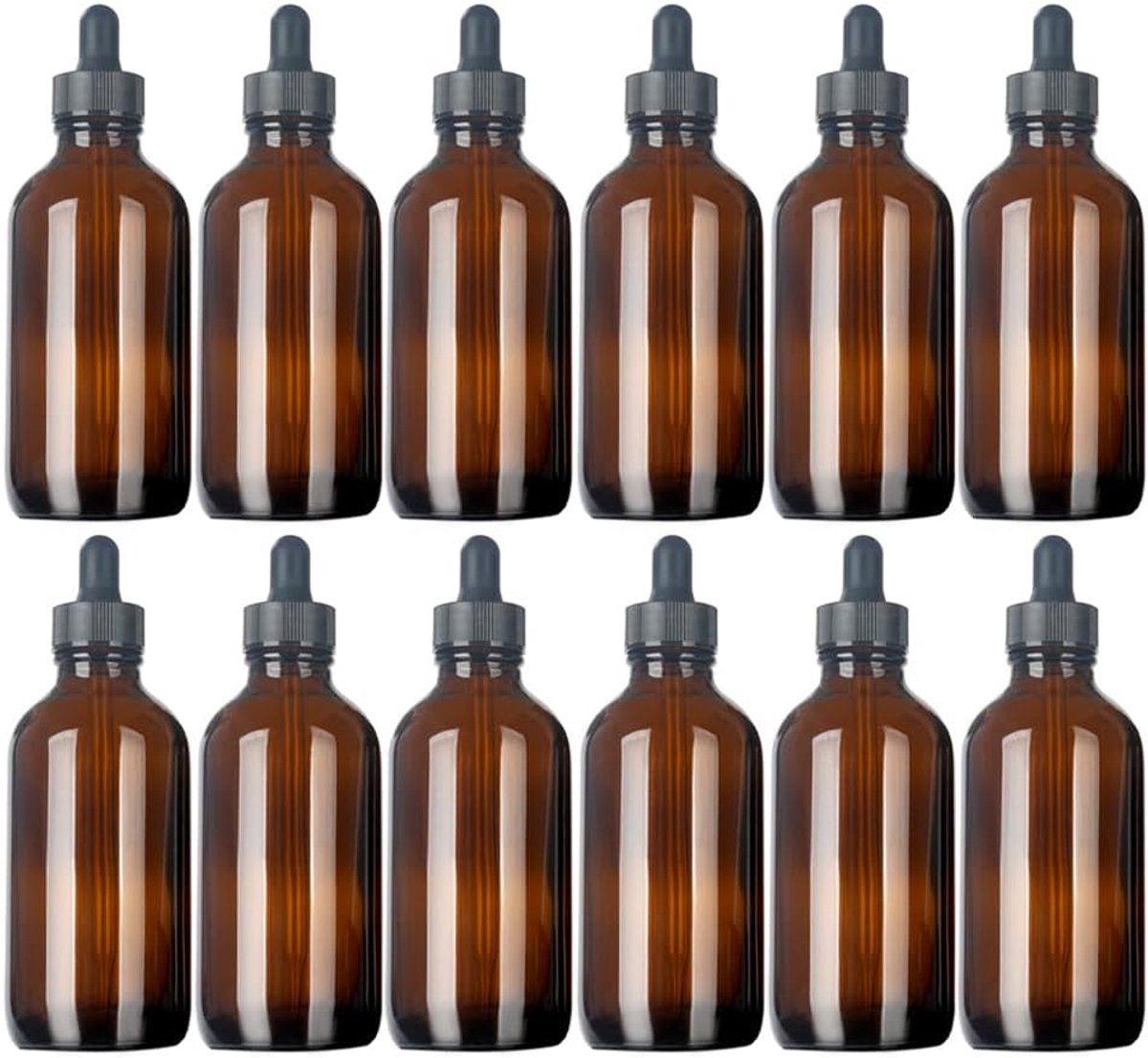 Season Boston Ronde Glazen Flessen (Amber/120 ml met druppelaar/12 stuks)