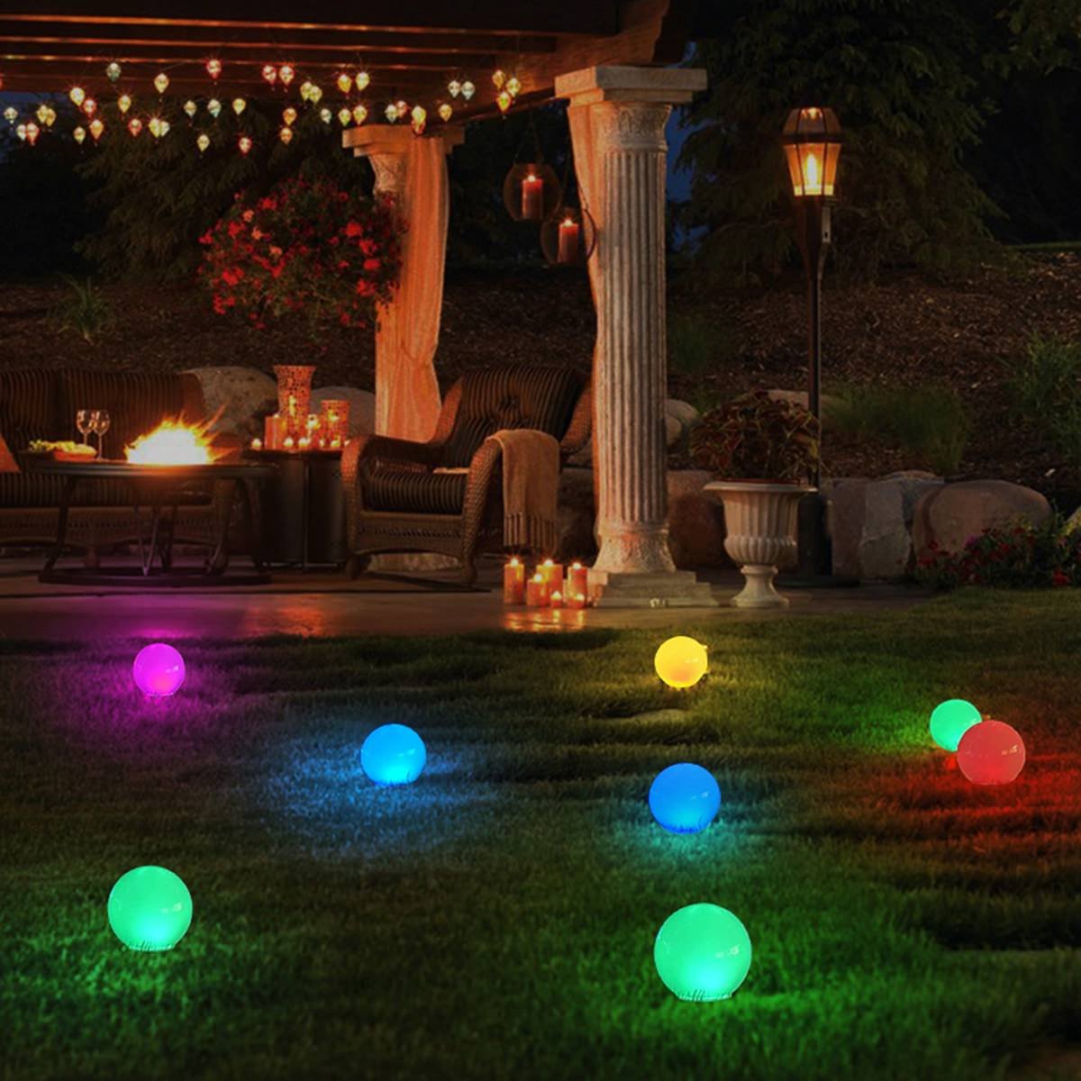 Lumineo Solar Drijflicht Bol Ø7,6 H:7,6 cm Wit/Multicolor