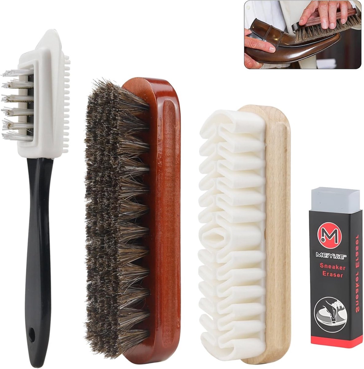 Set van 4 Suède Schoenborstels voor Leer en Suède - Perfect voor Schoenonderhoud en Reiniging