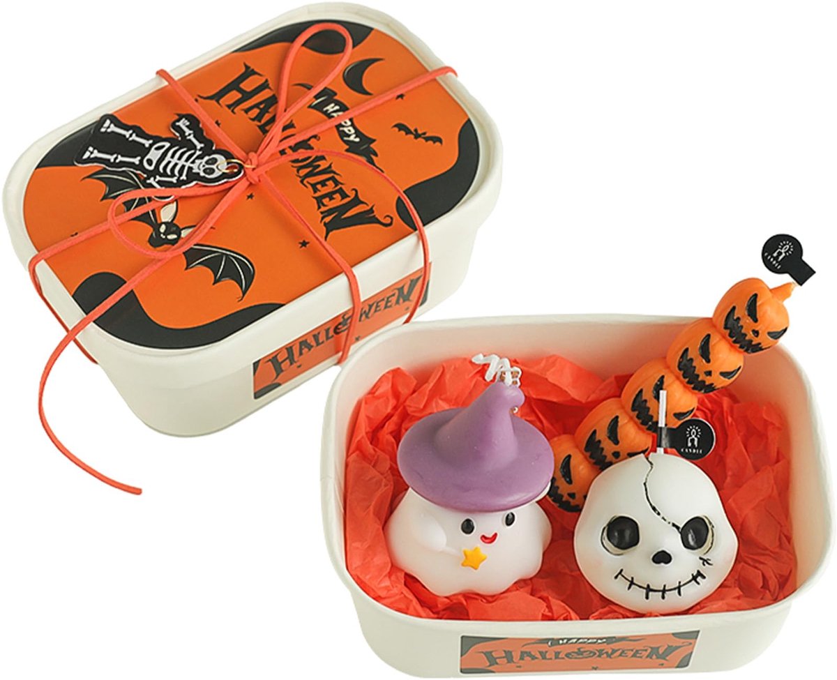 Famanu 3P Halloween Geurkaars Gift Set, Natuurlijke Soja Wax wit