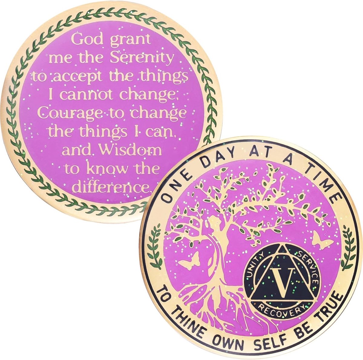 5-jarige Nuchterheidsmunt, Boom des Levens Nuchterheidsmunt, Inspirerende AA-munt, Nuchterheidsgeschenken voor Vrouwen, Sober Jubileum-Token, Alcoholics Anonymous Medaille