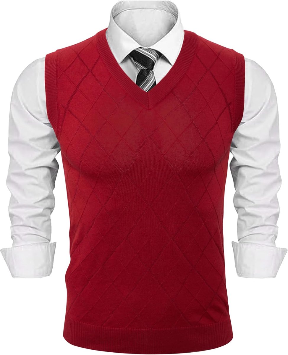Pullunder voor heren vest heren gebreid vest mouwloos regular fit V-hals effen