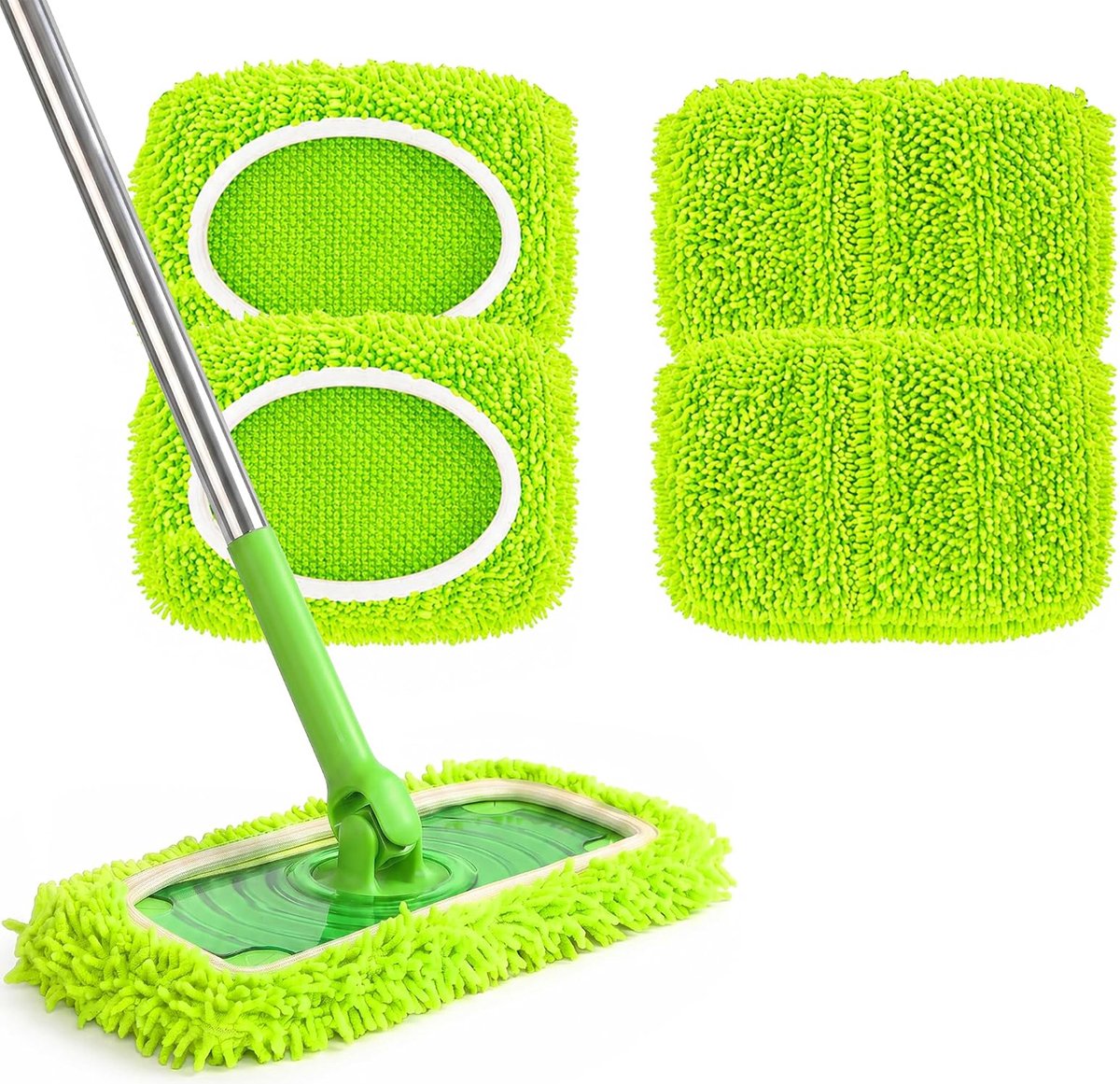 4 Stuks - Herbruikbare microvezel doekjes - Geschikt voor Swiffer Wetjet - Wasbare dweilpads - Microvezel mopkussens - Duurzaam & Absorberend - Perfect voor Dagelijks Schoonmaken - Milieuvriendelijk Alternatief - Groen