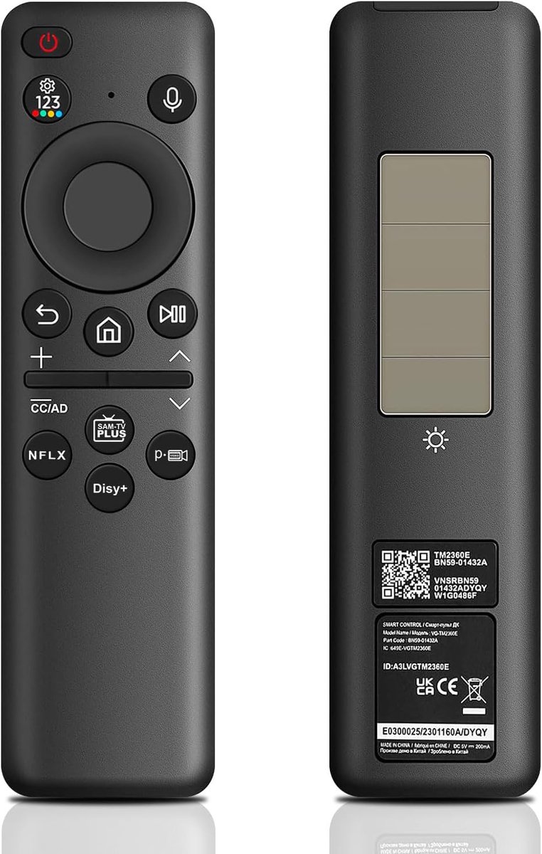 Afstandsbediening voor Samsung, BN59-01432A Solar Charging spraakafstandsbediening voor Samsung Smart TV's, universele afstandsbedieningen voor Samsung TV's compatibel met Samsung