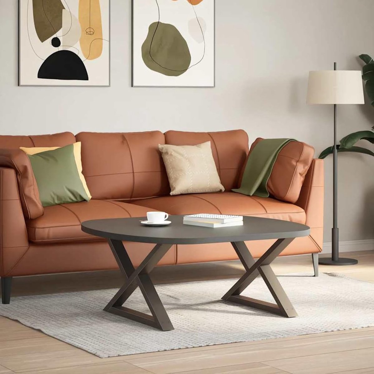 Poten, 2 stuks, met verstelbare nivelleringspoten, gepoedercoat staal, natuurlijk staal, 70 x (42-43,3) cm, voor individuele salontafel