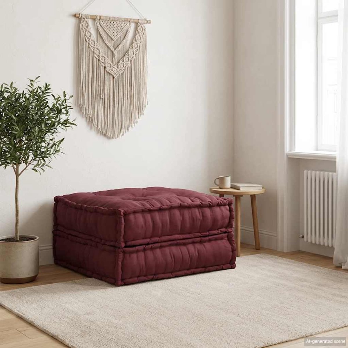 Bankelement kastanjebruin 70x70x36 cm stof met zachte schuimvezelvulling voor optimaal zitcomfort. De vloerbank kan flexibel worden gecombineerd en is ideaal