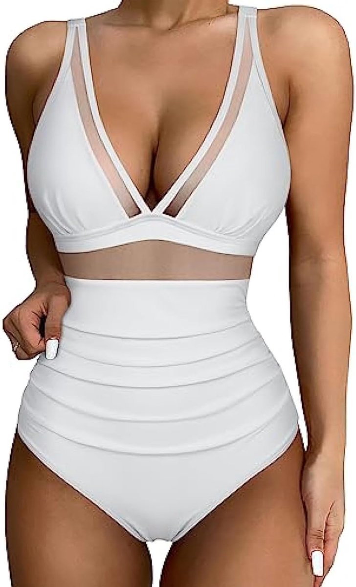 Badpakken Push Up Eendelige Badmode Met Cups Mesh Monokini Swimsuits