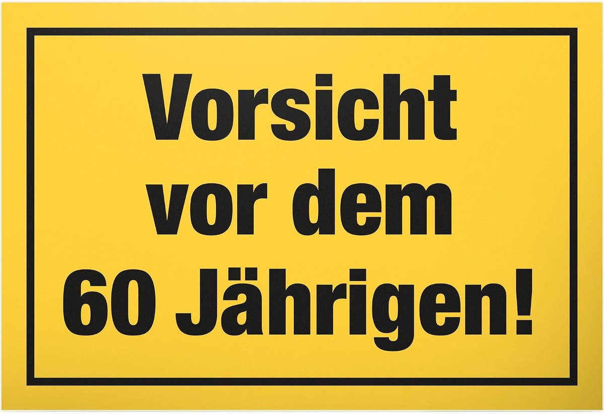 Wees voorzichtig voor het 60 jaar, plastic bord - cadeau 60e verjaardag mannen, cadeau-idee verjaardagscadeau zestigste, verjaardagsdeco/feestdecoratie/feestaccessoires/verjaardagskaart