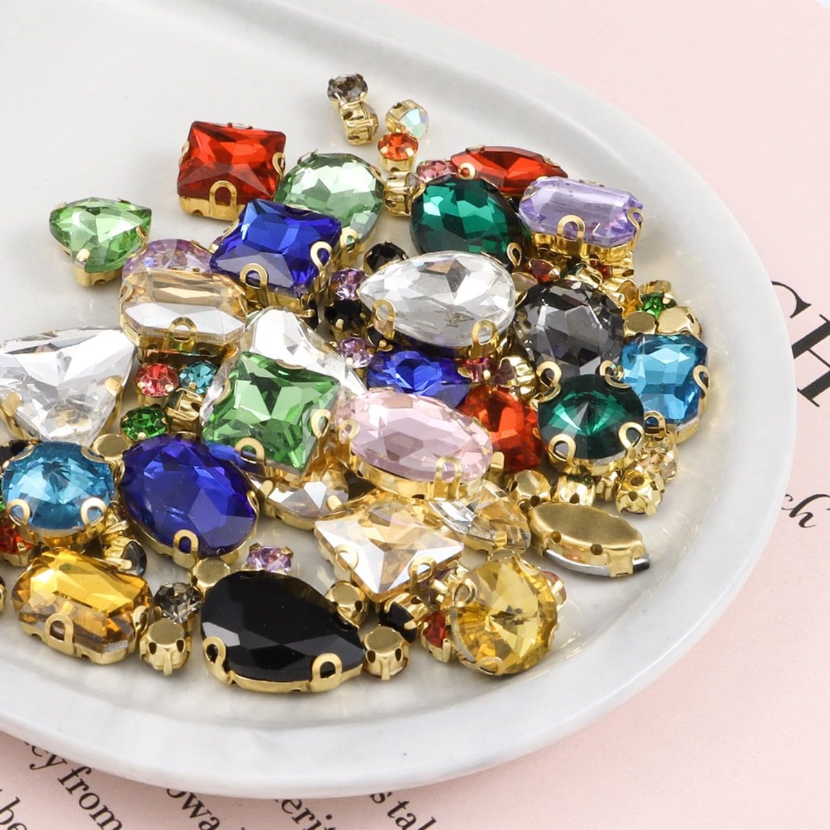 130 stuks strass-steentjes om op te naaien, glazen diamanten, strasssteentjes, decoratieve stenen, decoratie om te knutselen voor handwerk, kleding, schoenen, vazenvullers, gemengde kleuren
