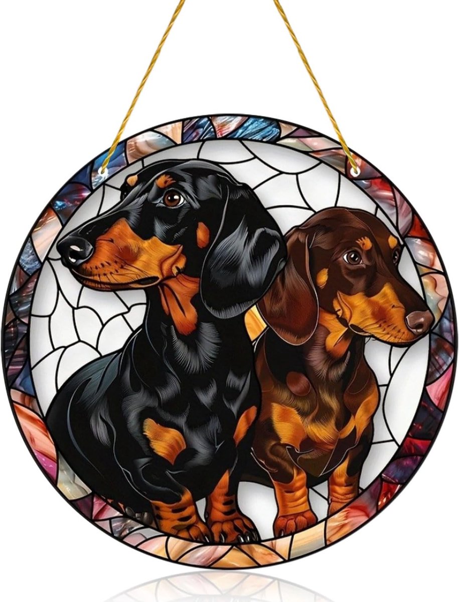 1 stuk Hangende Fensterdeco Meisje Kleurglas Deko, Dackel, Kolibri-Sonnenfanger Om op te hangen aan ramen, Fensterhanger Fenster Deuren Deko Voor thuis Studio, Sun Catcher