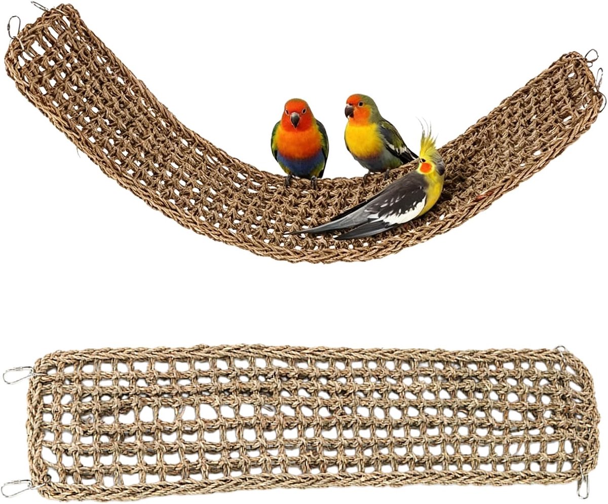 18,5 x 99 cm 100 x 18 cm vogel-zeegrasmat: cavia's hangmat, klimnet, vogelhangmat met haken, vogelkooi-accessoires, voor vogelkooi en huisdieren