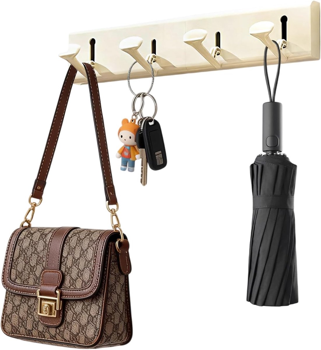 Wandgarderobe met 4 inklapbare haken voor jassen, mantels, sjaals, hoeden en tassen, kledinghaken voor entree, slaapkamer, badkamer, keuken en kantoor