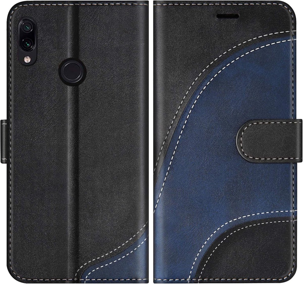 Hoesje voor Xiaomi Redmi Note 7 / Redmi Note 7 Pro, PU Lederen Bookcase Portemonnee Beschermhoes Telefoonhoesjes, Flip Case Beschermhoesje voor Xiaomi Redmi Note 7 / Redmi Note 7 Pro, Zwart