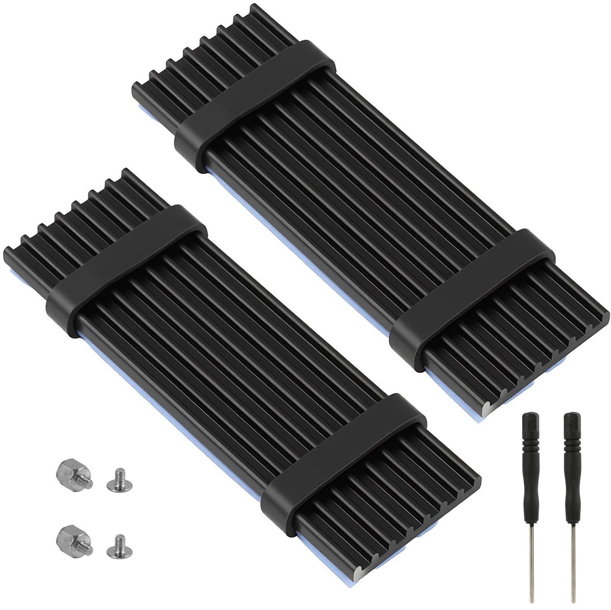 2 stuks SSD M2 koellichaam, M.2 koellichaam, M.2 koellichaam voor SSD 2280, aluminium koeloplossing voor pc, inclusief warmtekussen