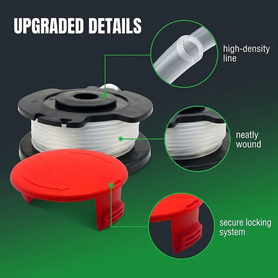 Spoelen voor grastrimmer + 1 rode kap, reservespoel van flexibel nylon voor bosmaaier, accessoires voor tuin en gazon — afbeelding 5