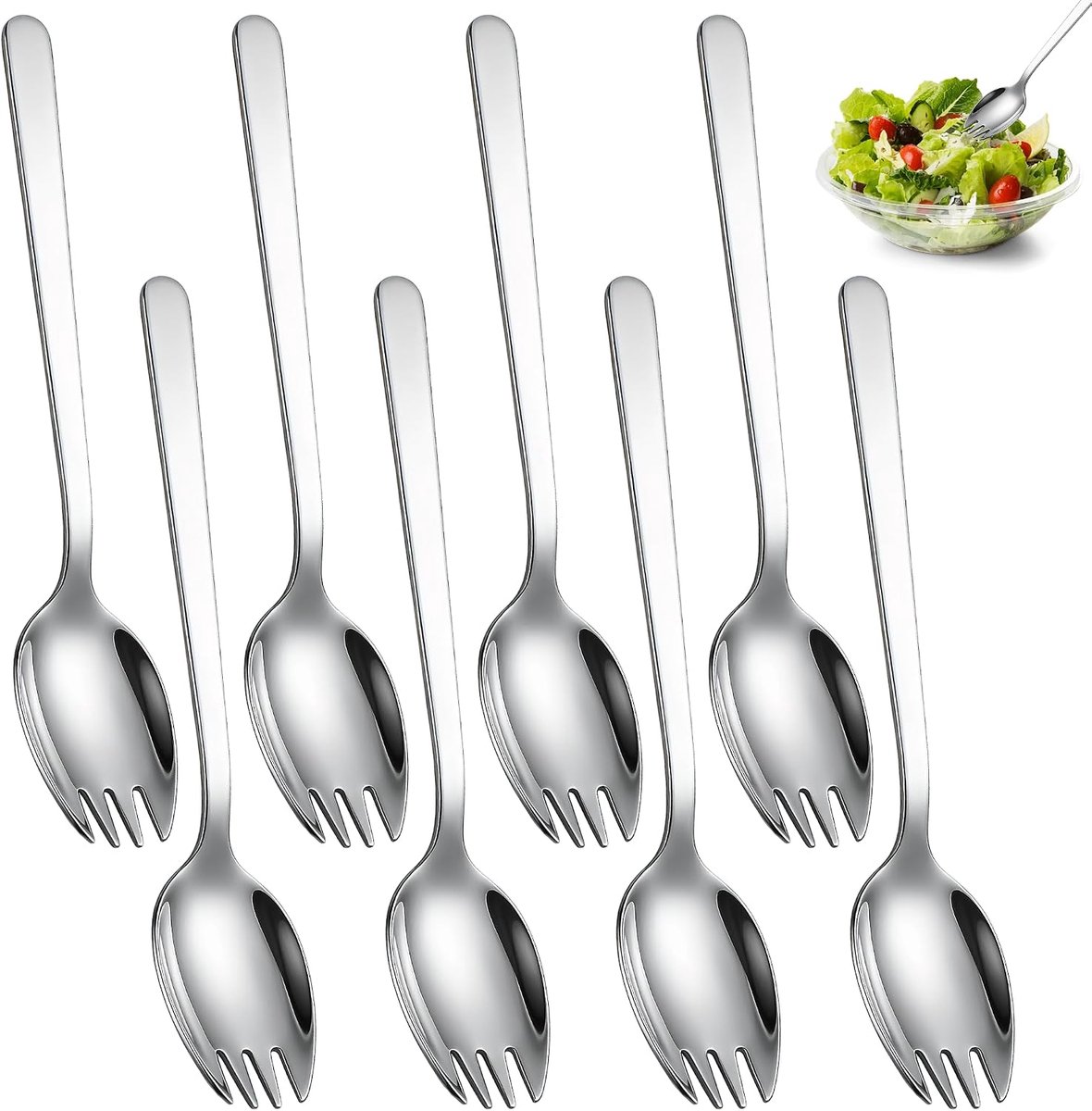 8 stuks Roestvrij Staal Göffel met Lange Handgrepen, Roestvrij Staal Sporks