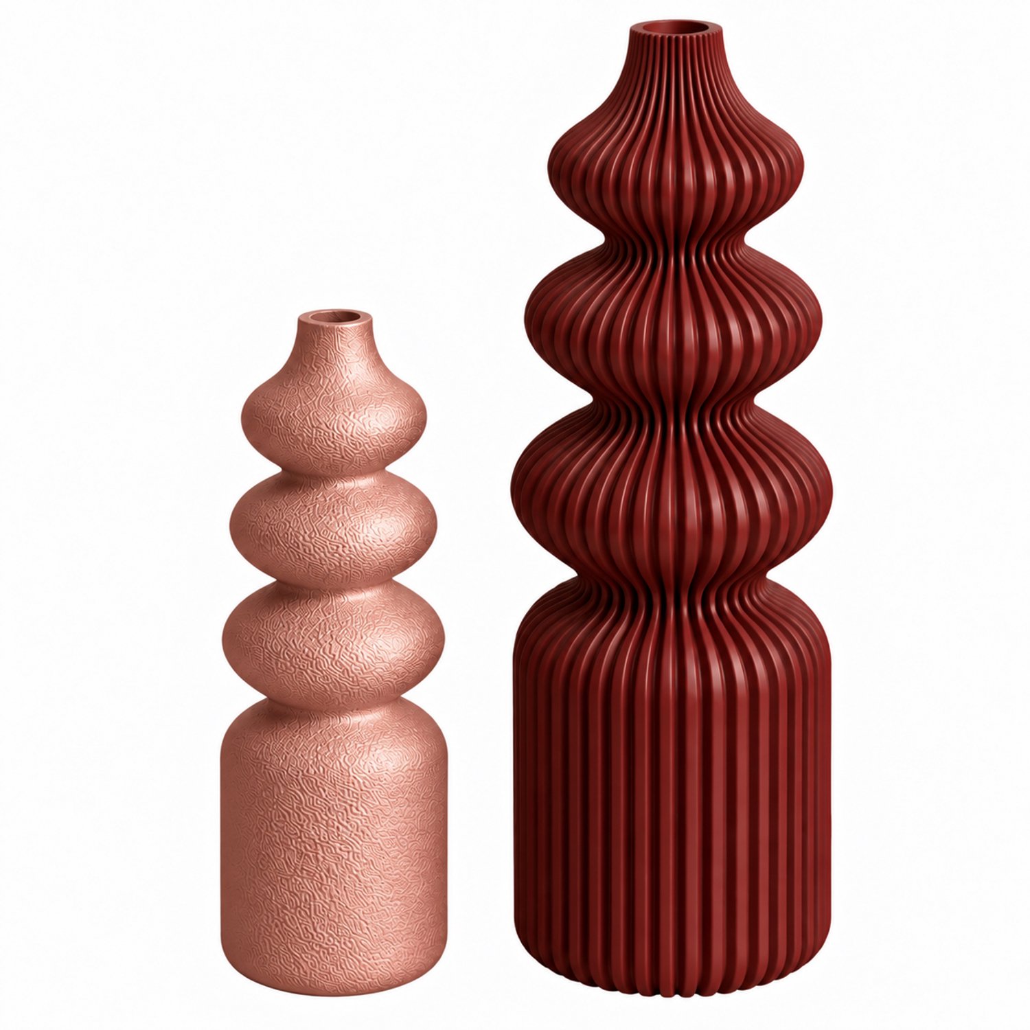 Mein 3D-Design.nl Japandi style organische vazen set - rosegoud bordeaux