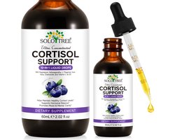 Ortis Solo Tree Cortisol Support – 10-in-1 Druppels Magnesium, L-Theanine, Kamille, Sint-Janskruid ( . John's Wort), Vitamine C & D3 – Bosbessensmaak – 60 ml