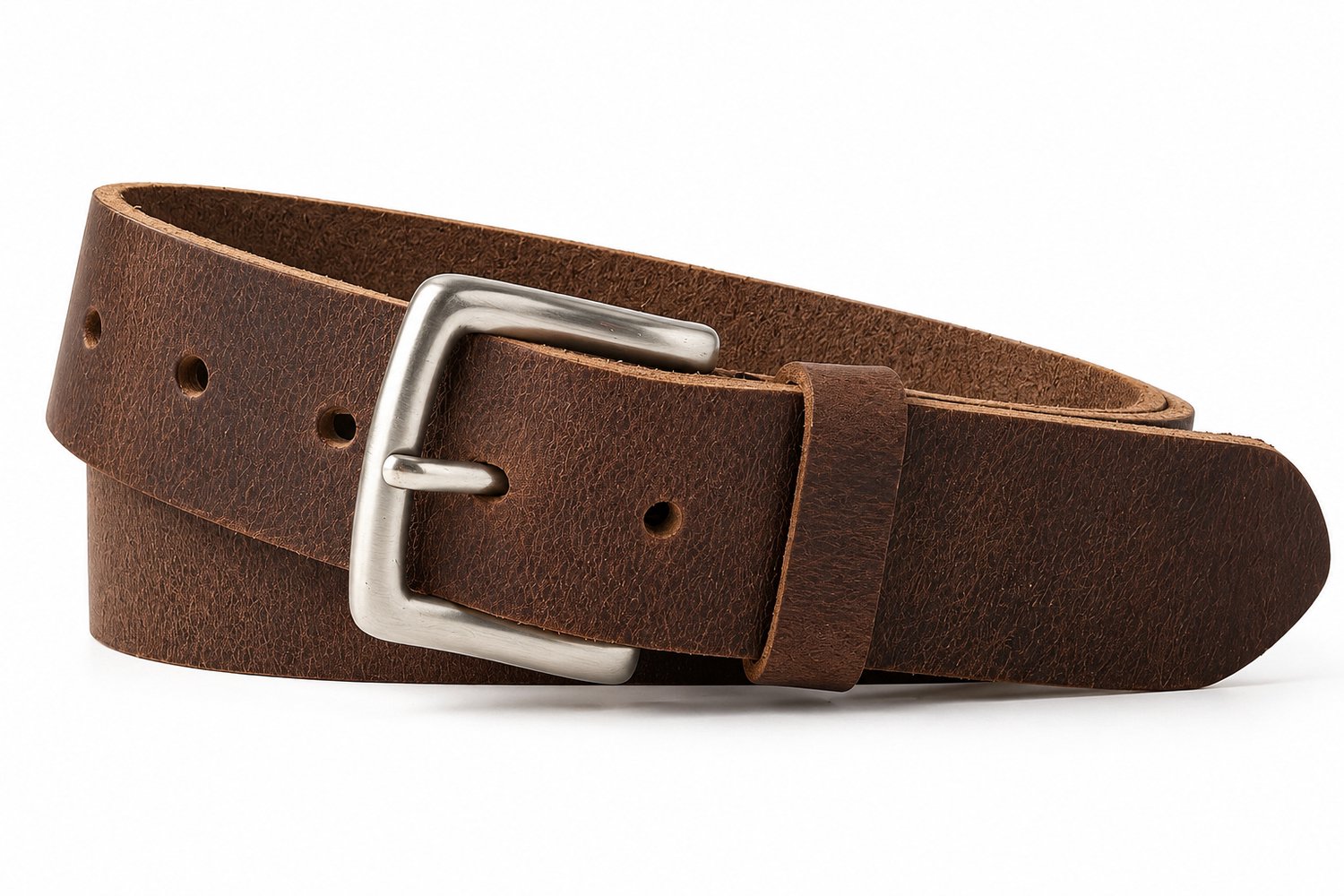 De Riemenspecialist - Buffel Leren Riem - 4 cm Breed - Bruin - Maat 85 - Totale Lengte 100 cm - Heren Riem - Dames Riem - Broekriem