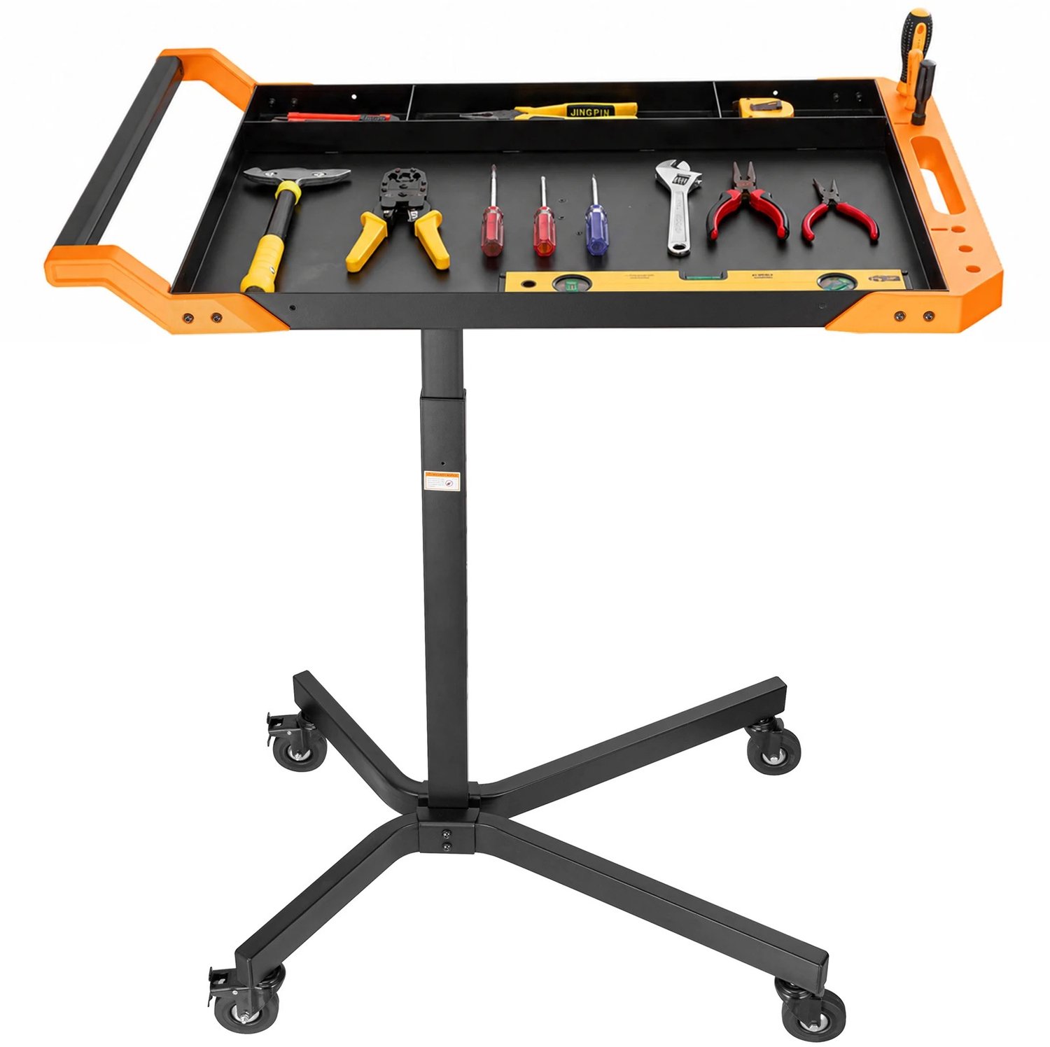 Nyoz mobiele werkbank - Werktafel - Gereedschapswagen - 87 cm - 8 hoogtestanden - 4 zwenkwielen - 360° draaibaar - Zwart/oranje