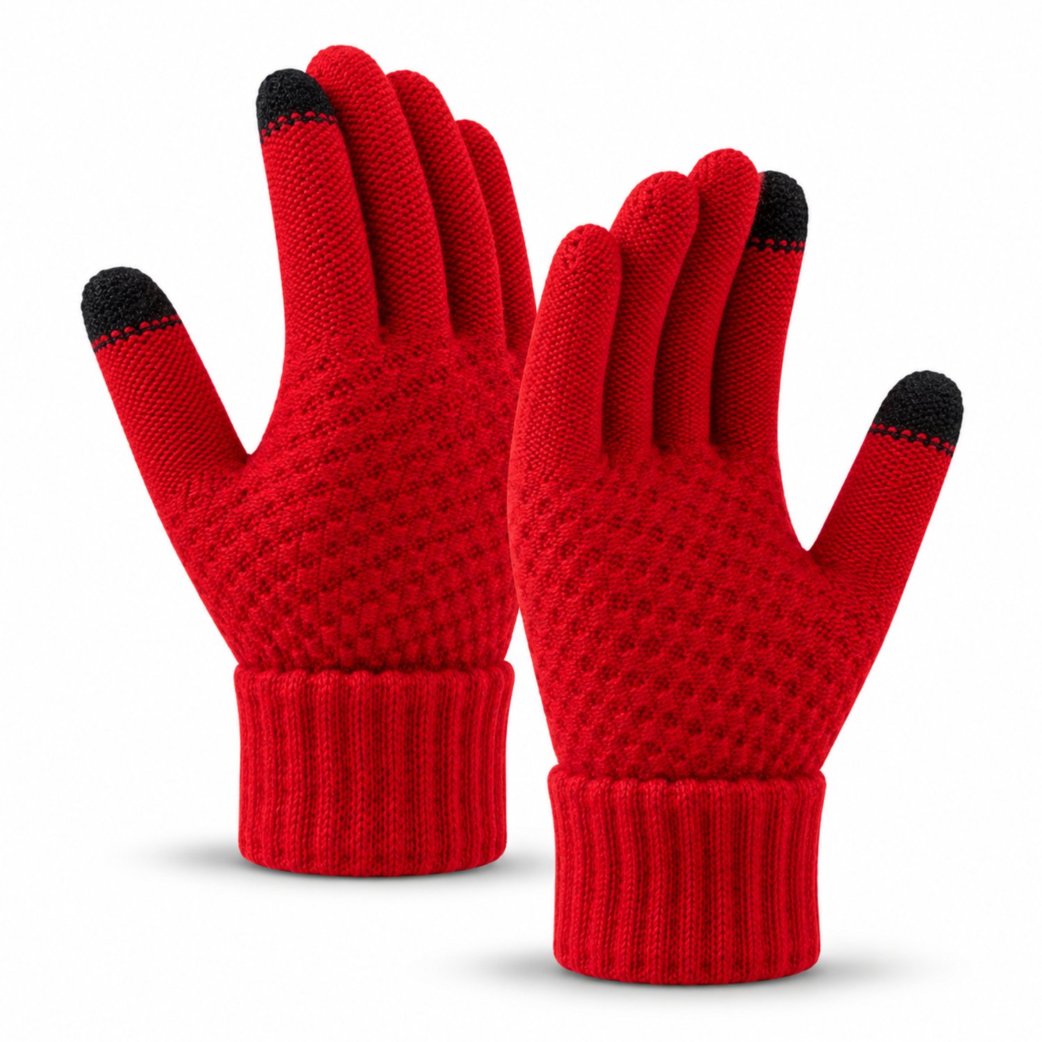 MoodLux Touchscreen Winter Handschoenen - 100% Zachte Acryl - Winddicht - Waterafstotend - Comfortabel One Size - Dames & Heren - Perfecte Pasvorm - Rood