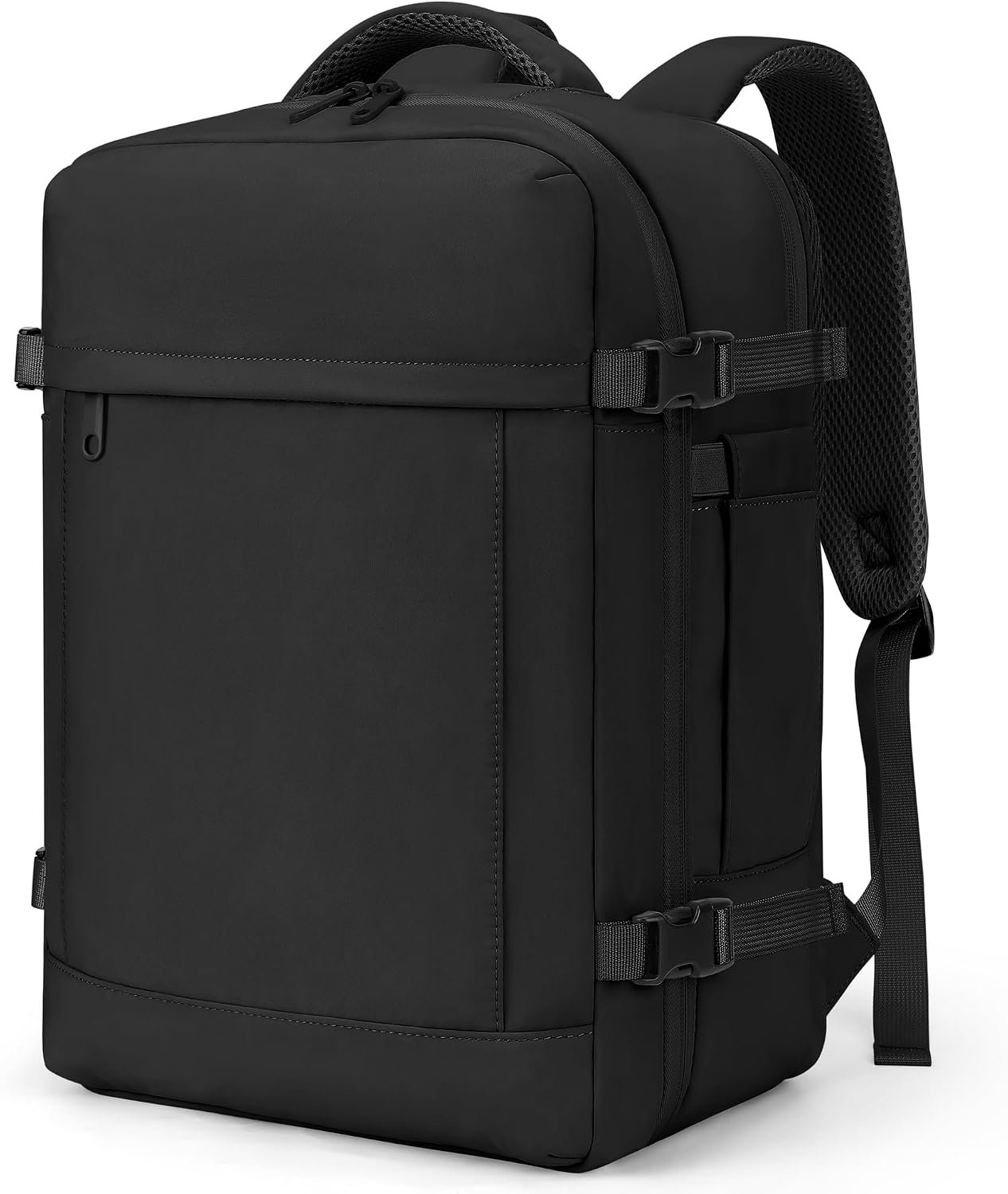 Handbagage rugzak vliegtuig - Reisrugzak voor korte reizen - Cabin bag met handgrepen - Verborgen verstelbare schouderbanden - Uitbreidbare ruime opbergruimte - Praktische bagageriem achterop - Handige draagopties - Zwart - 40 x 30 x 20 cm