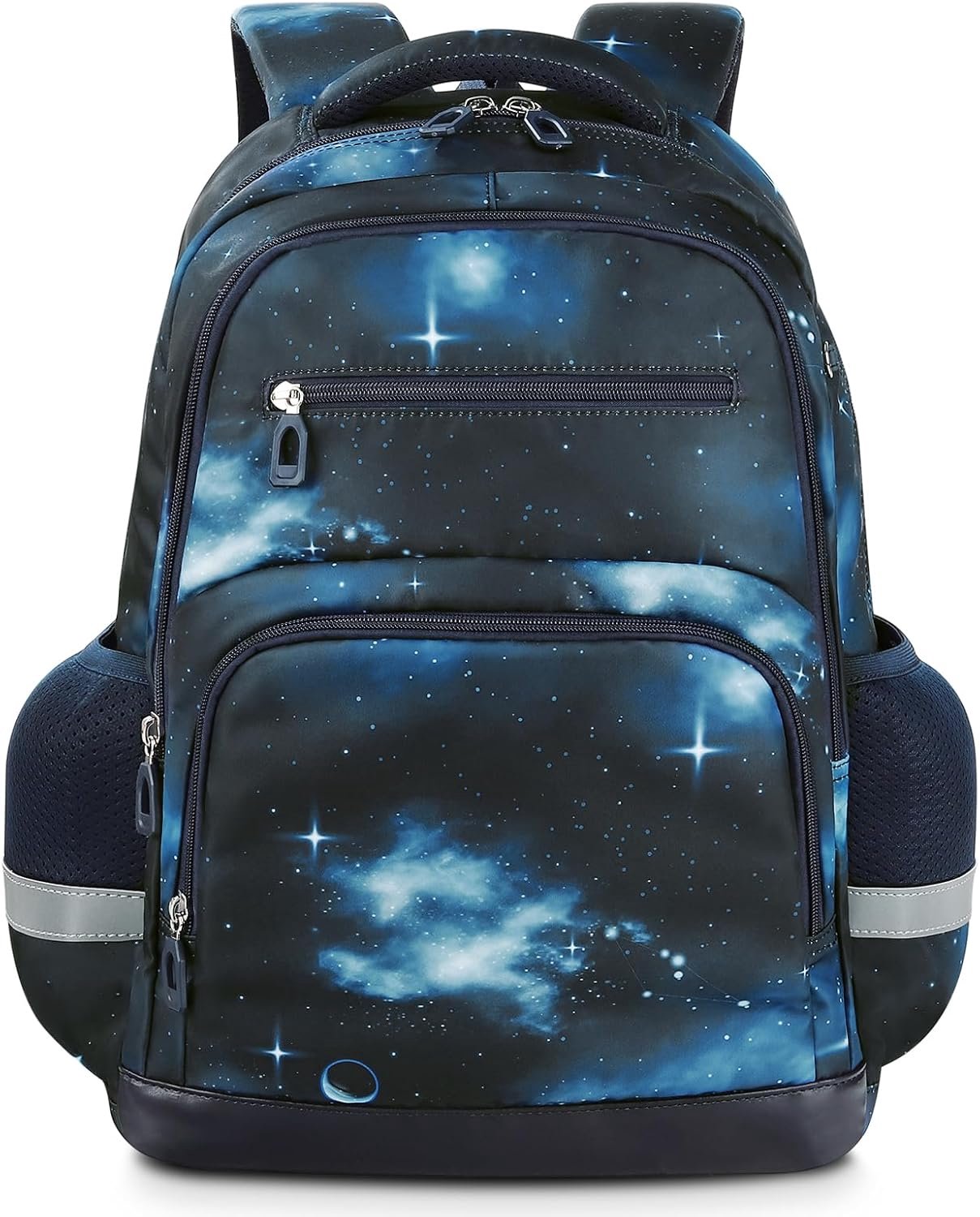 Kinderrugzak - Schooltas met sterrenstelsel - Boekentas voor dagelijkse avonturen - Comfortabele gevoerde schouderbanden - Reflecterende details en draaggreep - Waterafstotende Oxford buitenstof - Blauw zwart - 43 x 32 x 14,5 cm