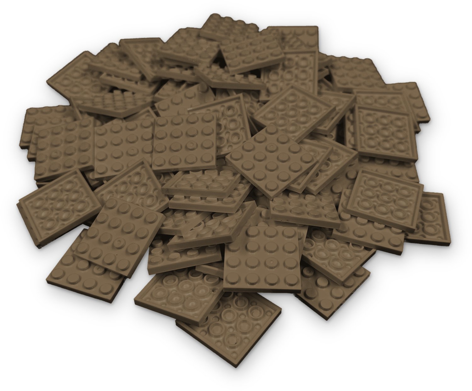 50 Bouwstenen 4x4 plate | Donkertan | Compatibel met Lego Classic | Keuze uit vele kleuren | SmallBricks