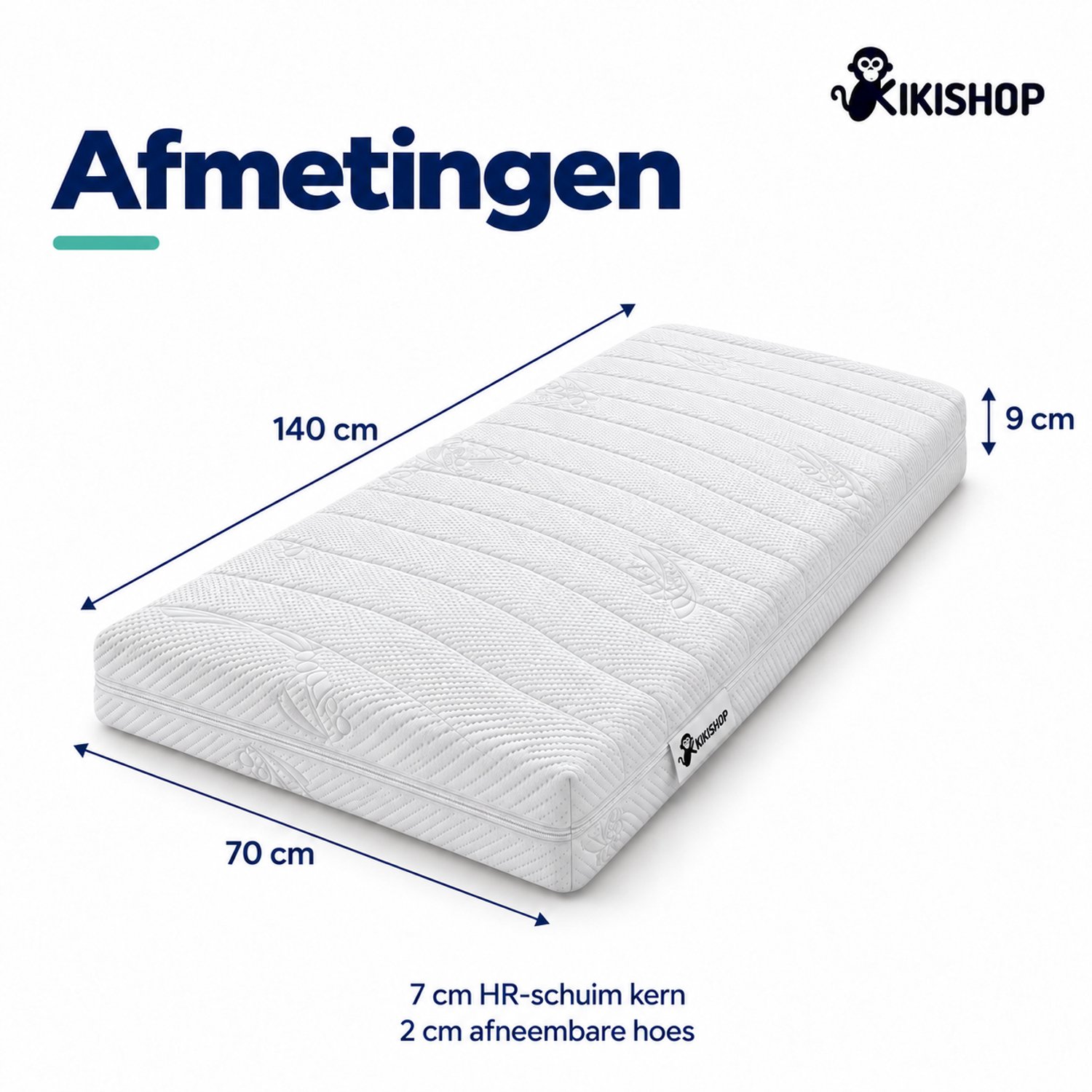 Kikishop Babymatras 70x140 cm - 9 cm dik - HR-schuim - Ledikant