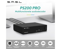 PS200PRO ES9039Q2M HiFi-DAC, DSD512 PCM 32Bit/768kHz digitaal-naar-analoog audio-omzetter, USB/optisch/coaxiaal naar stereo-cinch-uitgang, MQA/MQA-CD-audio-DAC voor PC/PS5/versterker