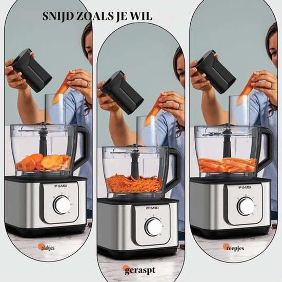 Multifunctionele keukenmachine, 1100 W, 3 snelheden en pulsfunctie — afbeelding 5