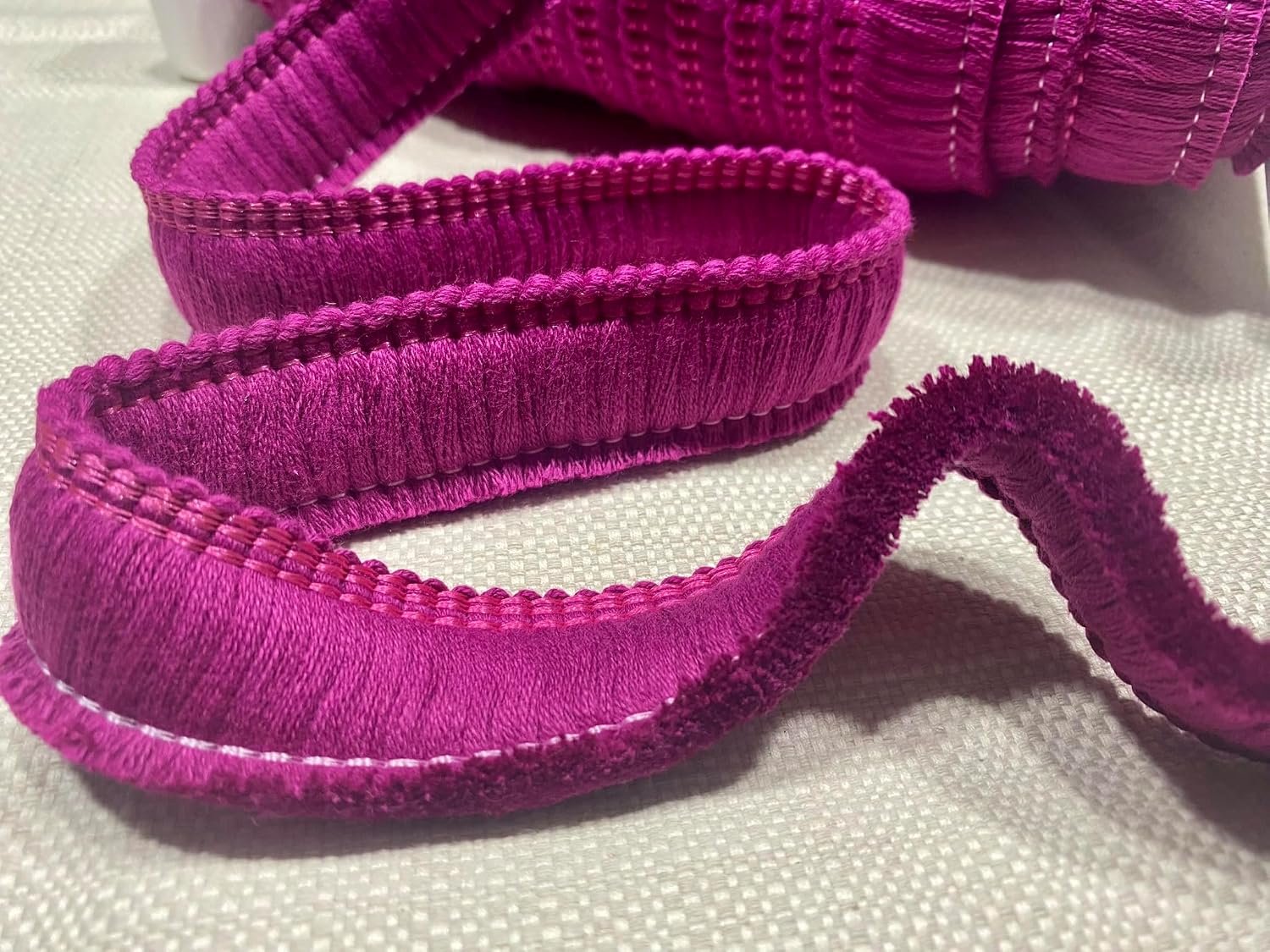 Katoenen borstel franje 30 mm - fuchsia - textiel trimmen - ideaal voor kussens en gordijnen - m-winkel
