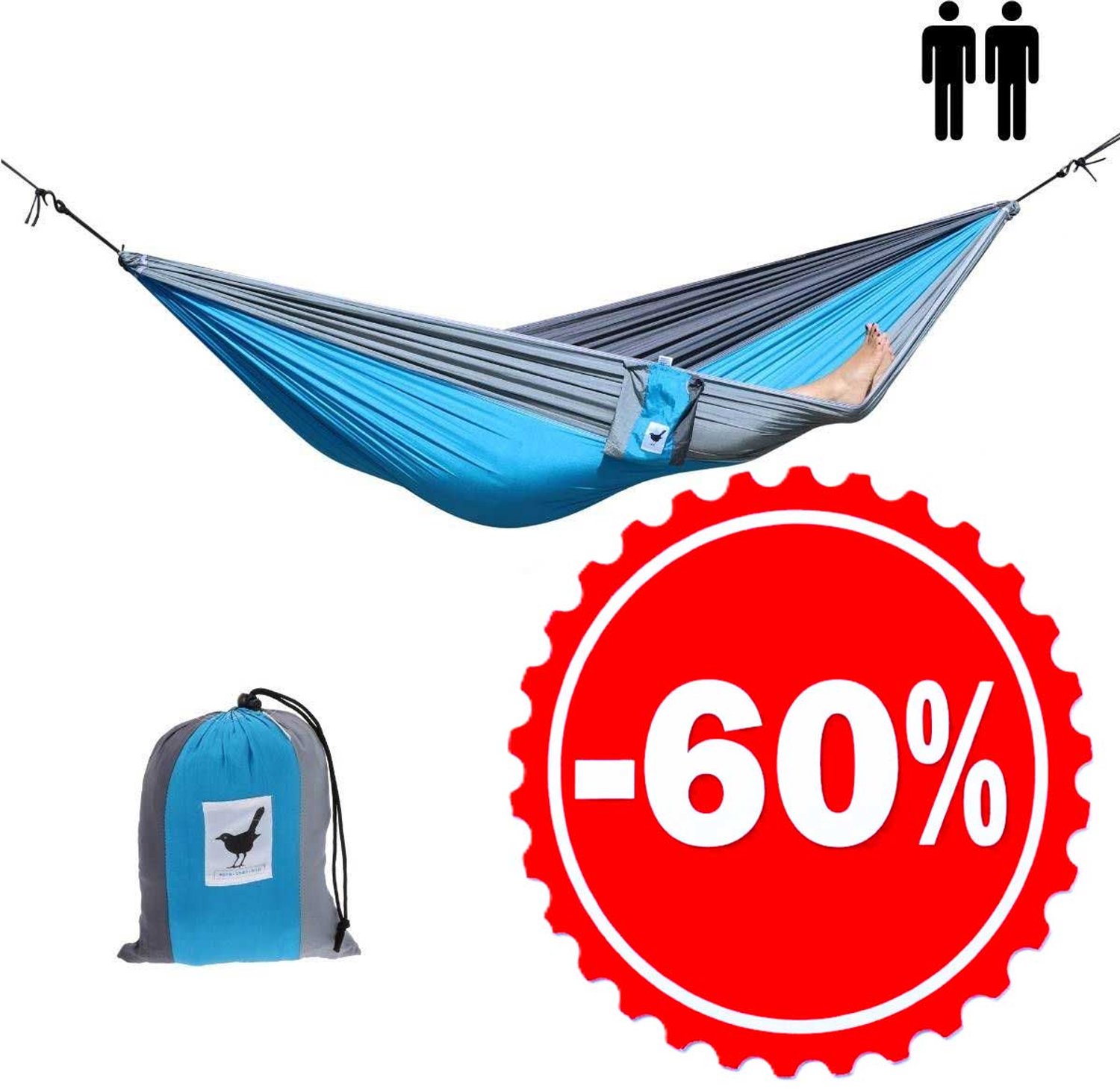 Bol.com MoreThanHip - XXL 2 persoons (reis)hangmat Relaxzz - 290 x 210 cm aanbieding