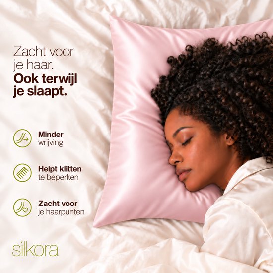 Silkora Premium Silk Pillowcase - 50x70 cm - 22 Momme 100% Moerbei Zijden Kussensloop Met Verborgen Rits - Anti-rimpel, Verkoelende, Anti-pluis - Lotus Roze — cadeau in Wonen & Interieur - foto 2