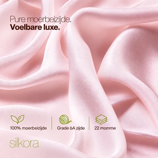 Silkora Premium Silk Pillowcase - 50x70 cm - 22 Momme 100% Moerbei Zijden Kussensloop Met Verborgen Rits - Anti-rimpel, Verkoelende, Anti-pluis - Lotus Roze — cadeau in Wonen & Interieur - foto 7