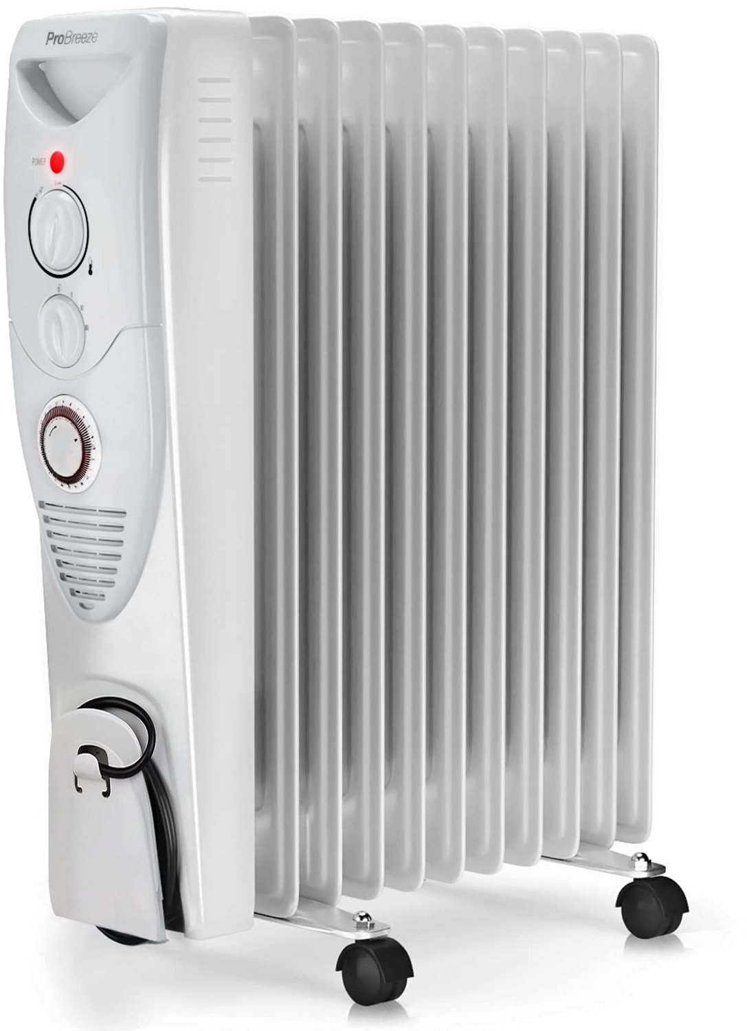 Oliegevulde Radiator 2500 W - Elektrische Olieradiator met 3 Warmtestanden - Instelbare Thermostaat - 24 Uur Timer - Automatische Veiligheidsuitschakeling - Voor Ruimtes tot 27 m² - Wit